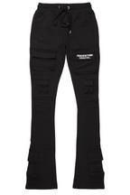 Connor Black Stacked Flare Track Pant