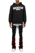 Sana Black/White Hoodie/Stacked Flare Track Pant Set