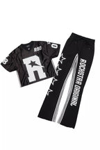 RSO 8 Black T-Shirt/Baggy Stacked Track Set