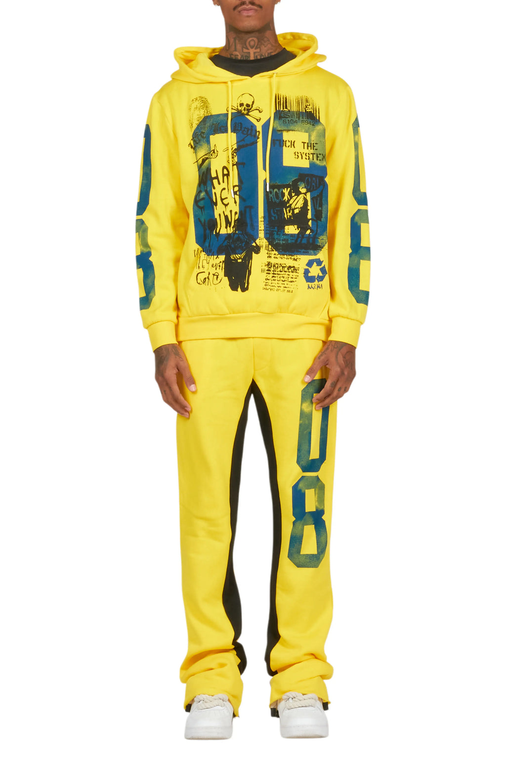 Grill Yellow Hoodie Baggy Track Pant Set