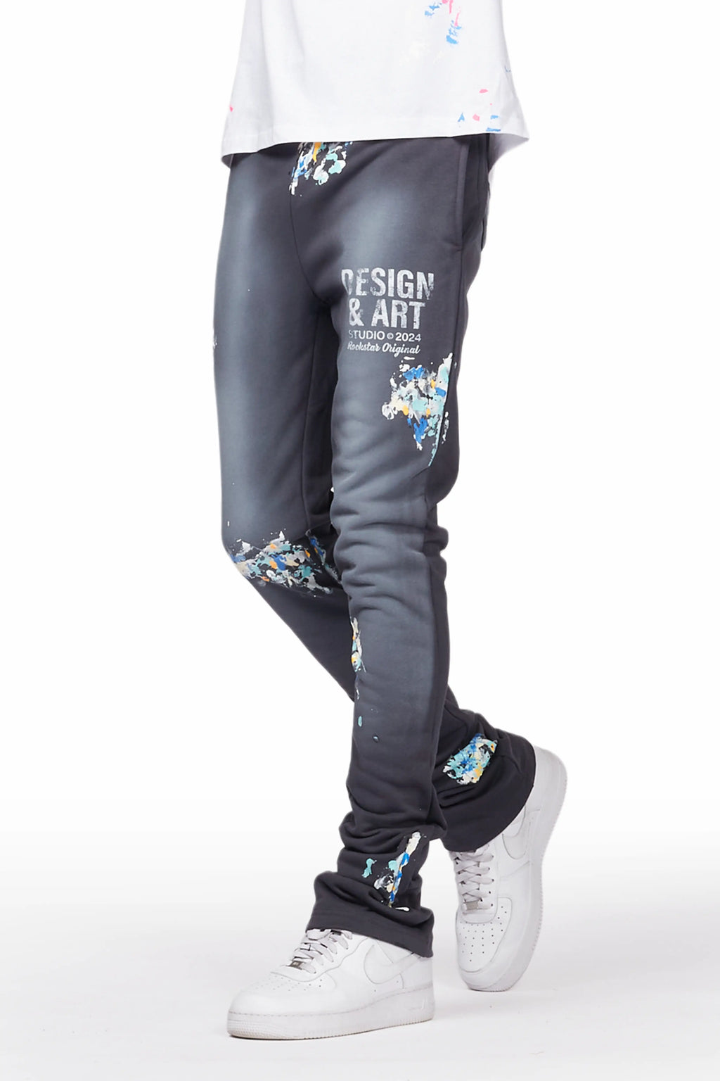 Paulo Charcoal Graphic Stacked Flare Pant