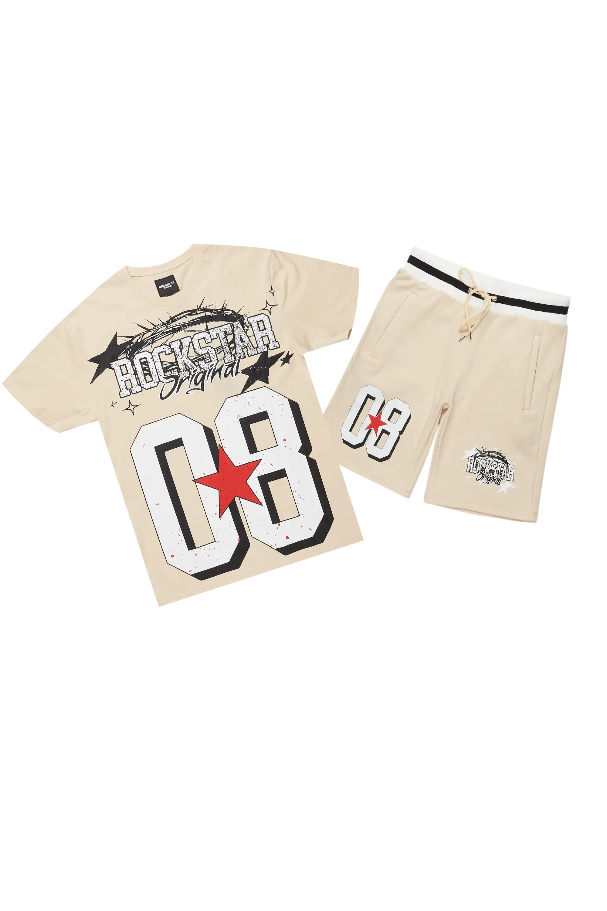 Allstar Beige/White T-Shirt Short Set