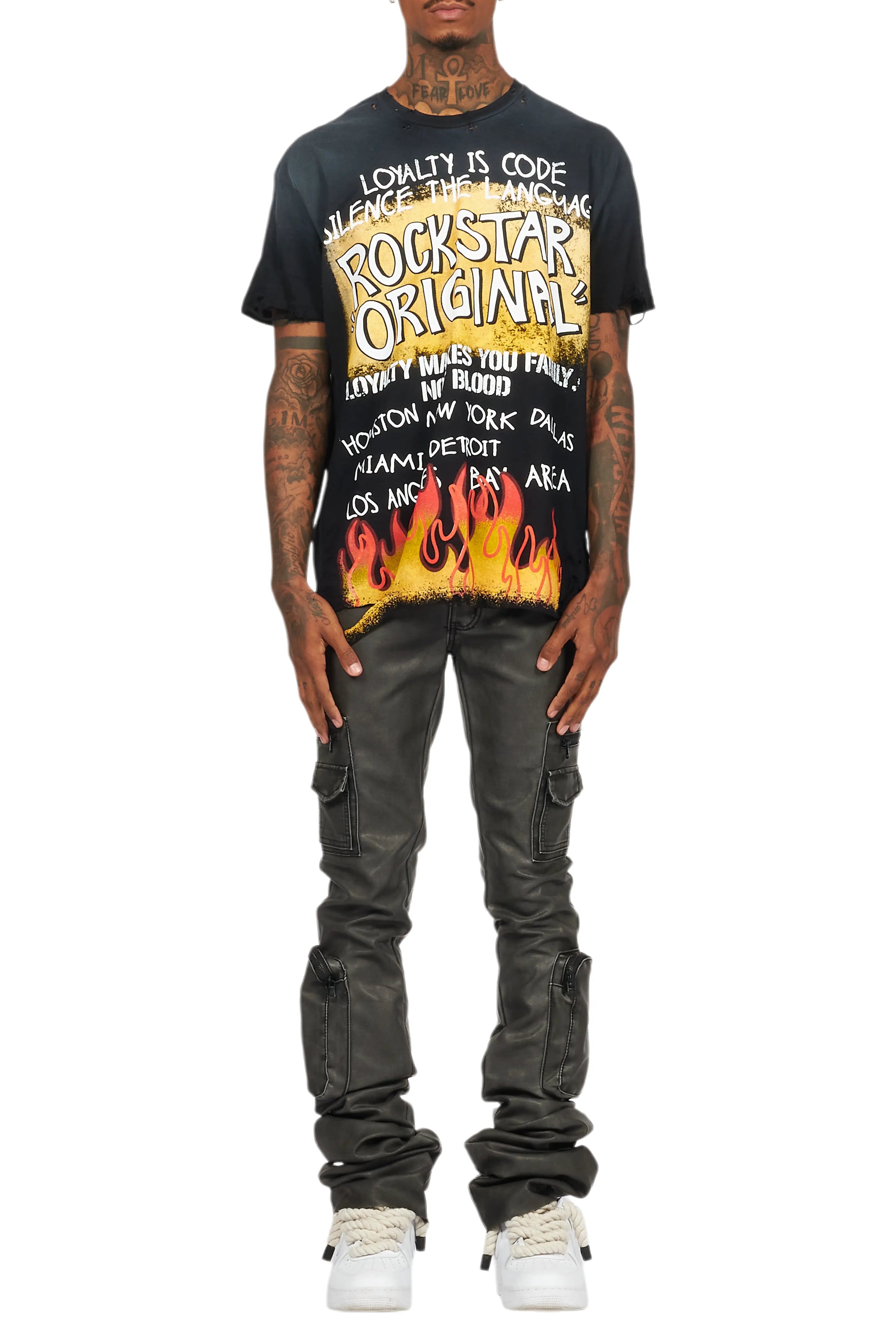 Beno Black/Yellow Oversized Graphic T-Shirt