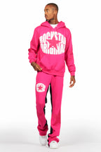 States Fuchsia Baggy Stacked Hoodie Track Set