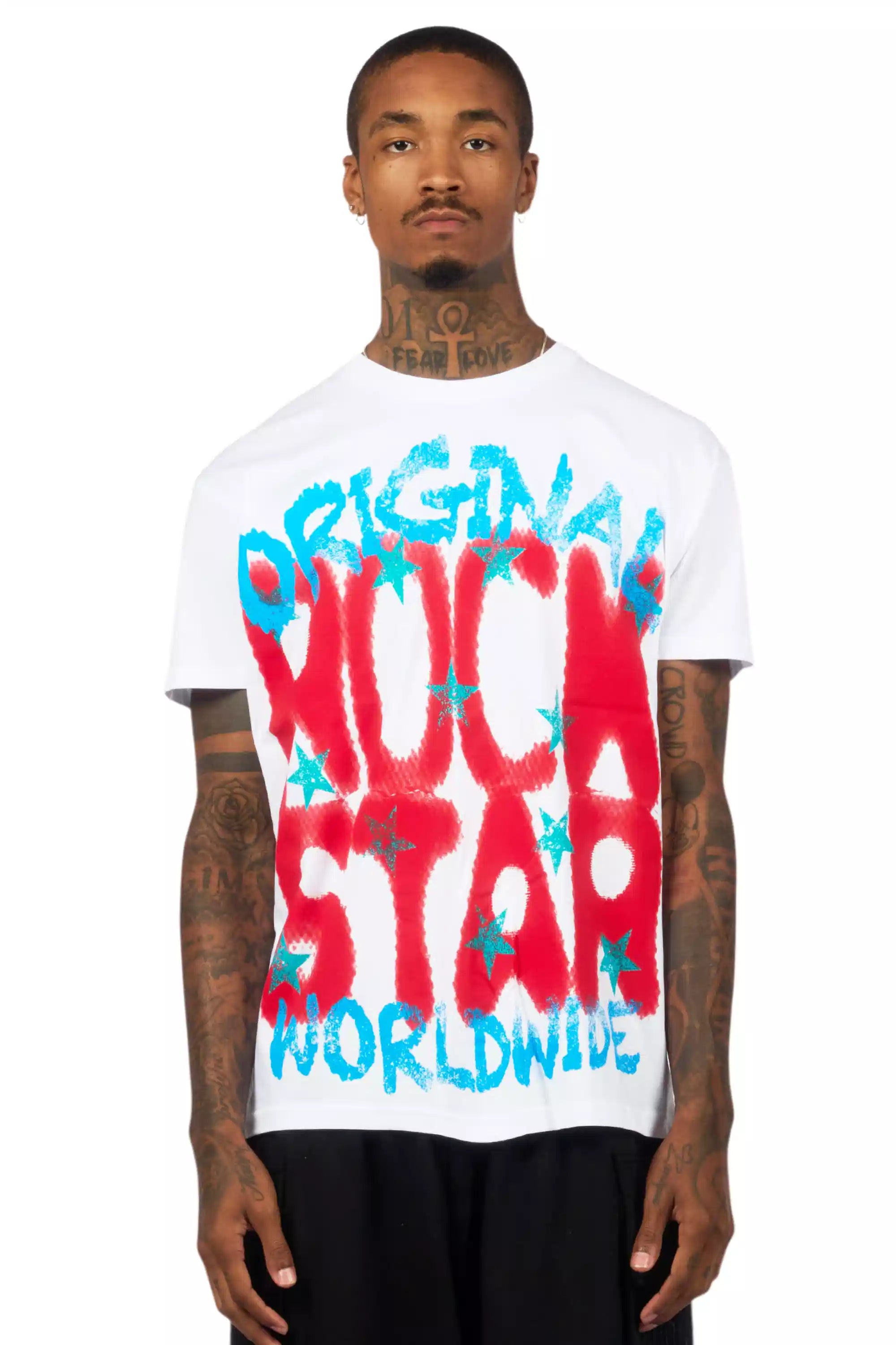 Xaerys White/Red Oversized Graphic T-Shirt