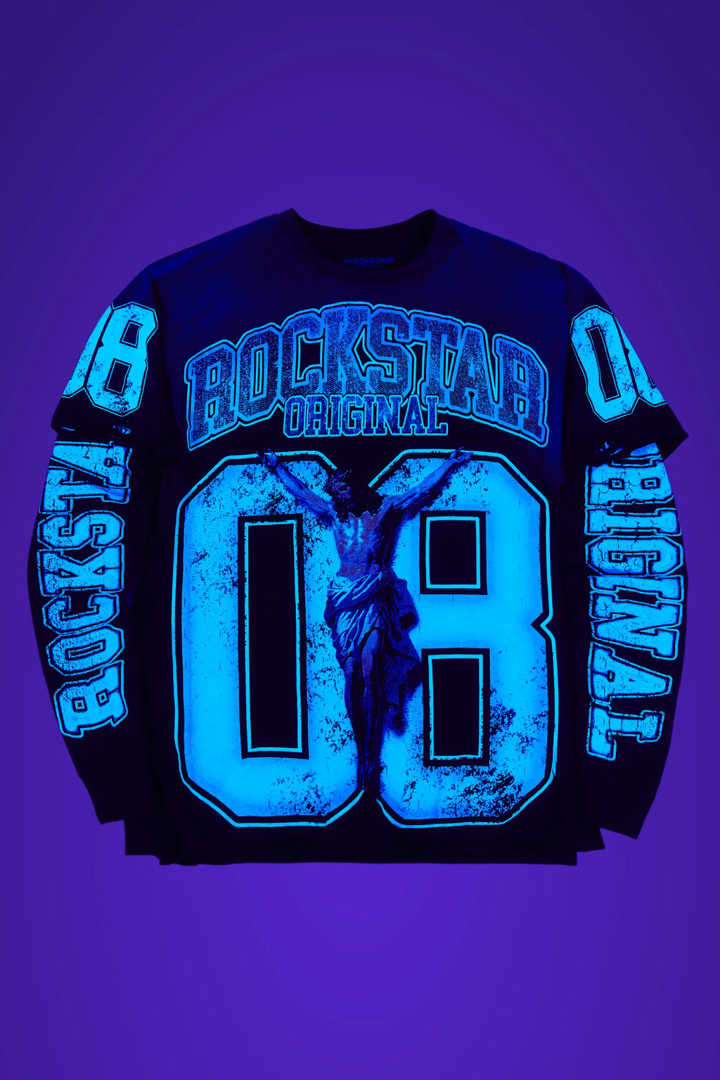 Fields Black/Blue Double Layer Long Sleeve Graphic T-Shirt