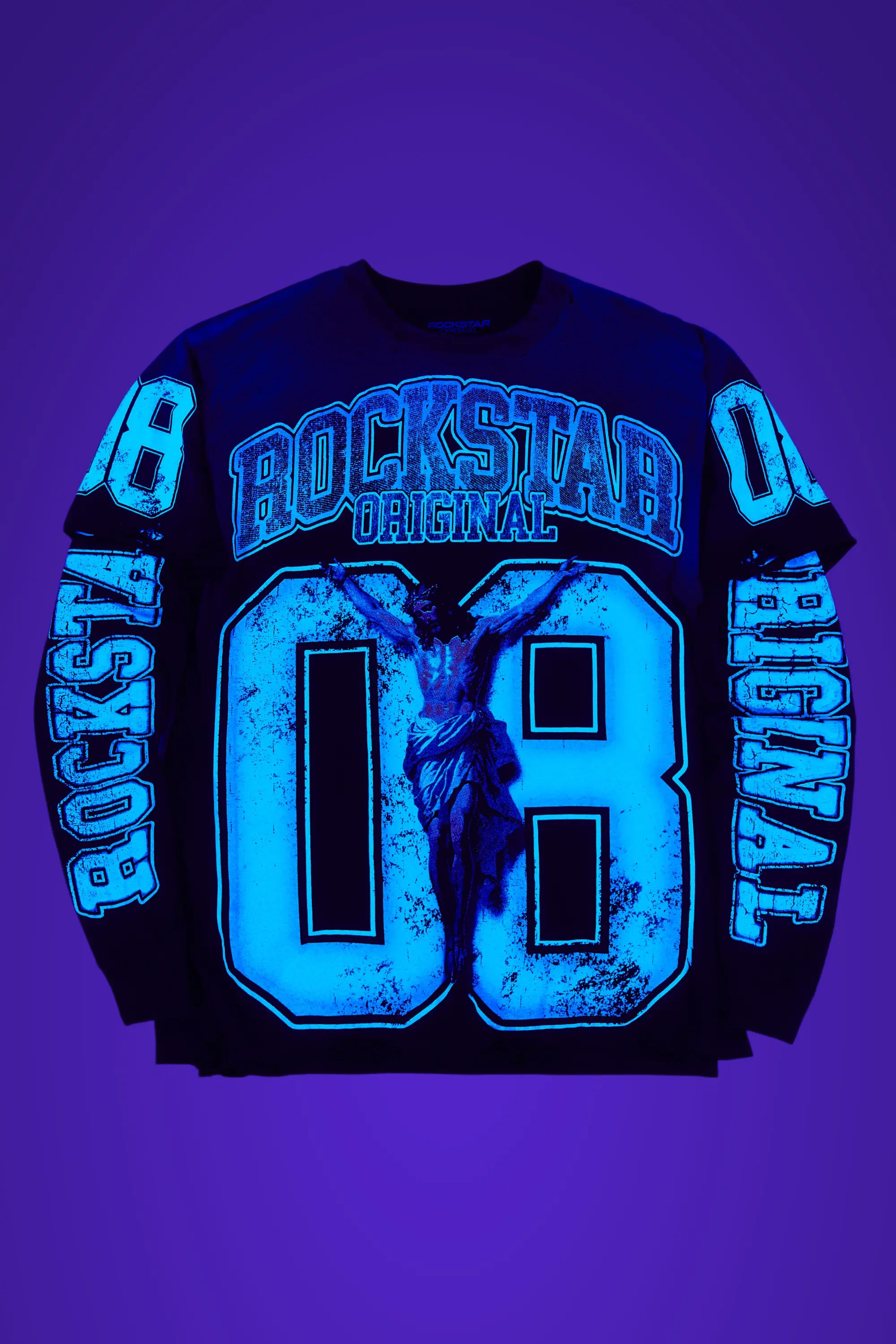 Fields Black/Blue Double Layer Long Sleeve Graphic T-Shirt