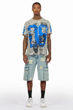 Grill Grey/Light Blue T-Shirt/Denim Short Set