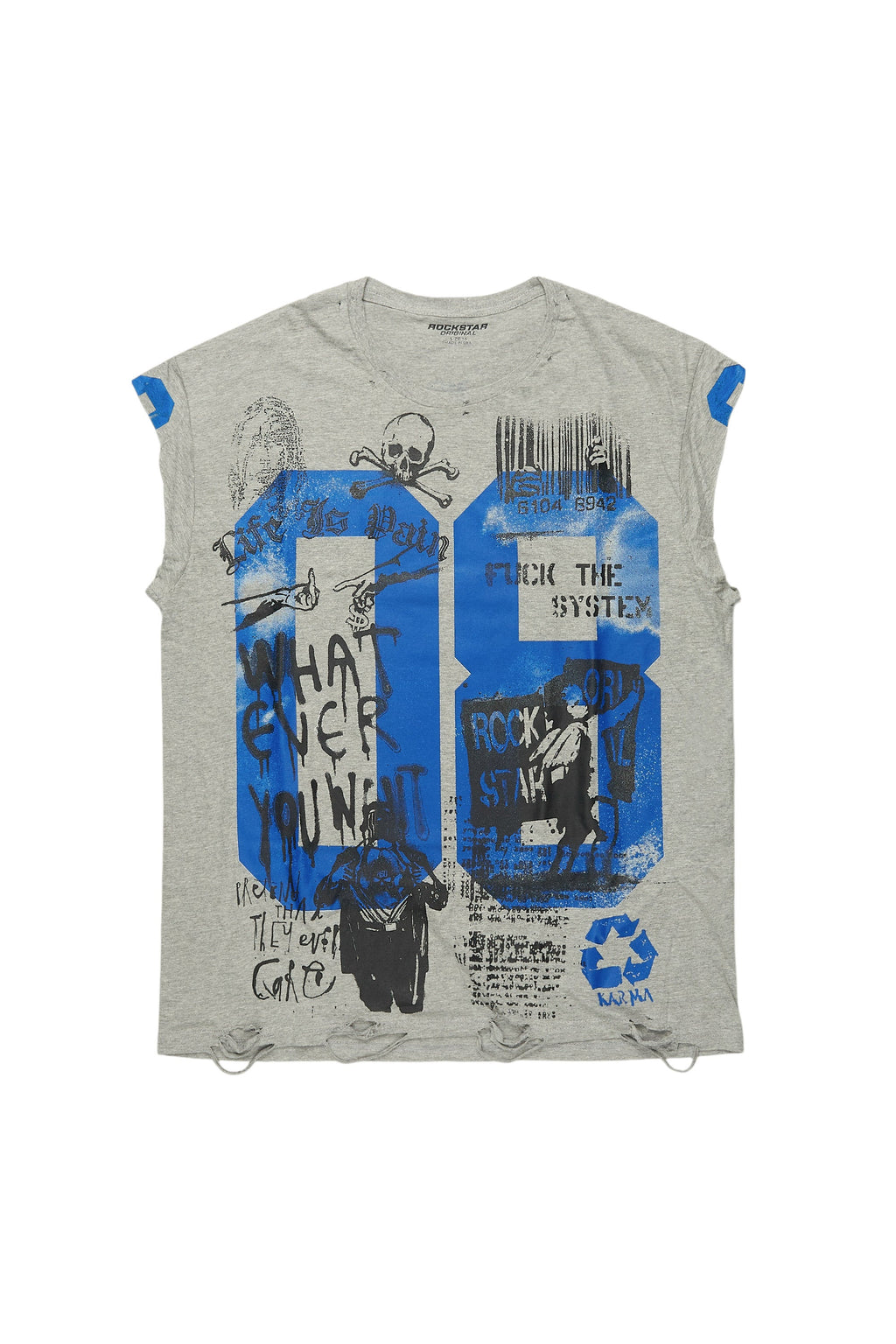 Grill Heather Grey Graphic Muscle T-Shirt