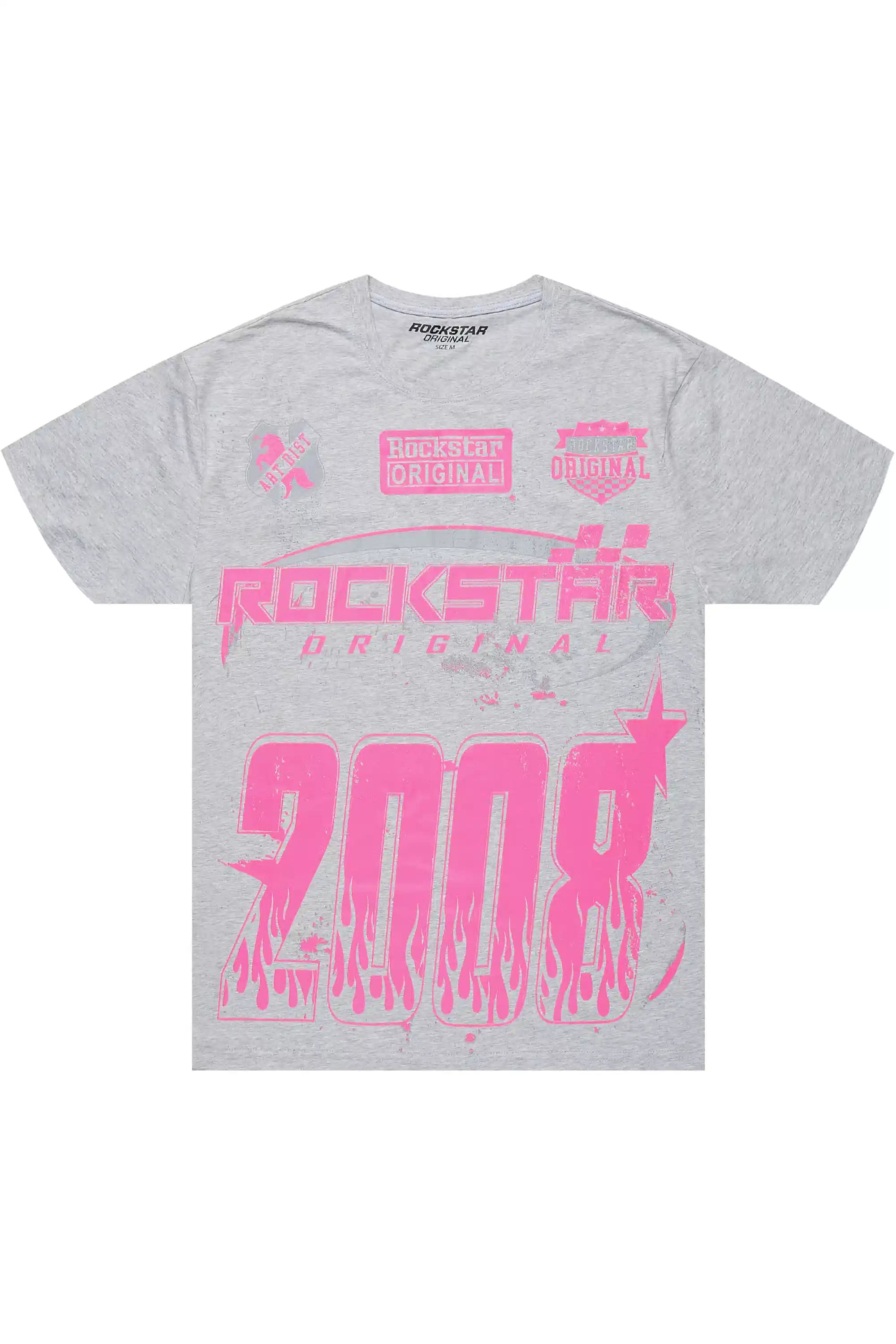 Esha Grey/Pink Oversized T-Shirt