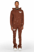 Jaco Brown Hoodie Baggy Fit Pant Track Set