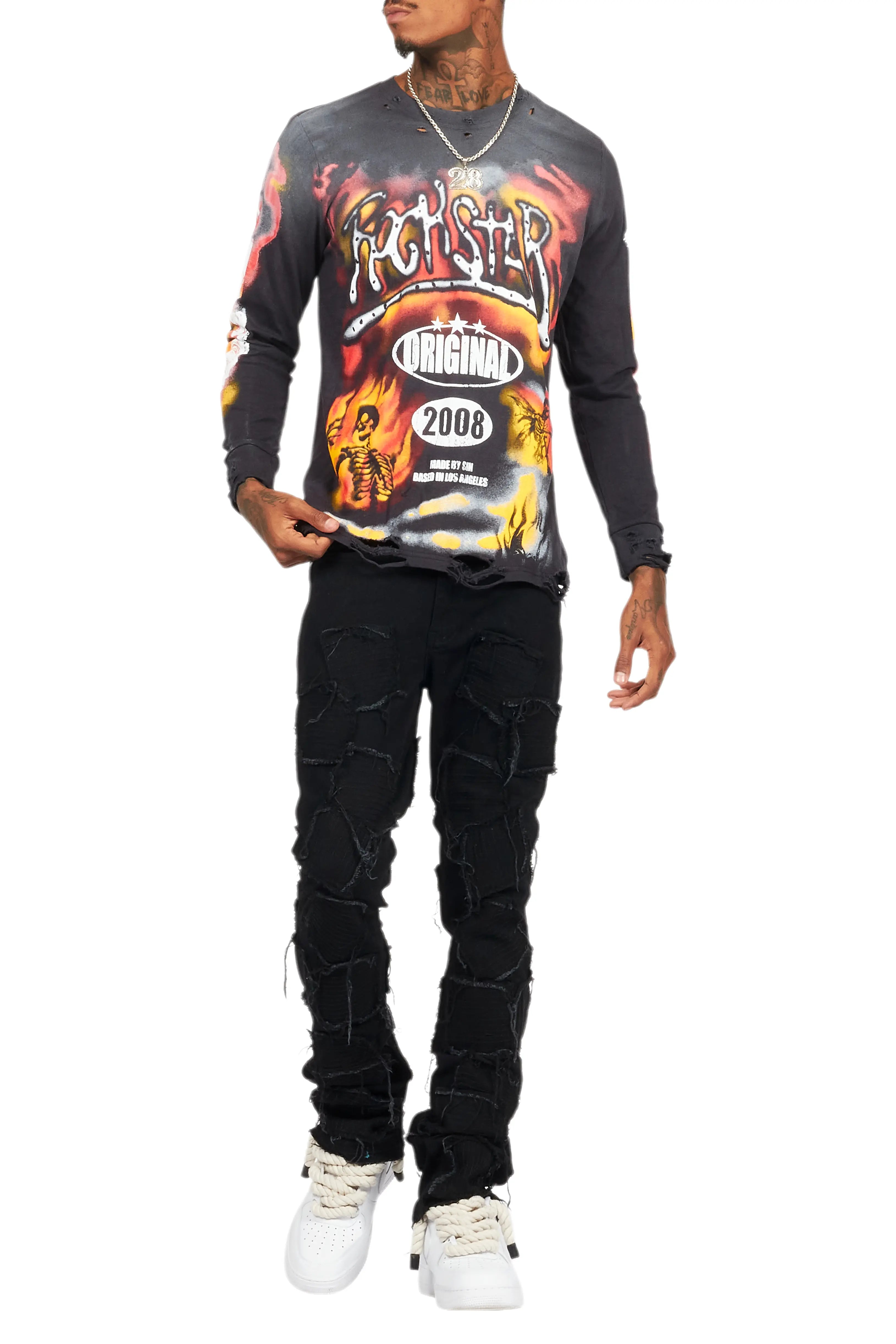 Farren Black Long Sleeve Graphic T-Shirt