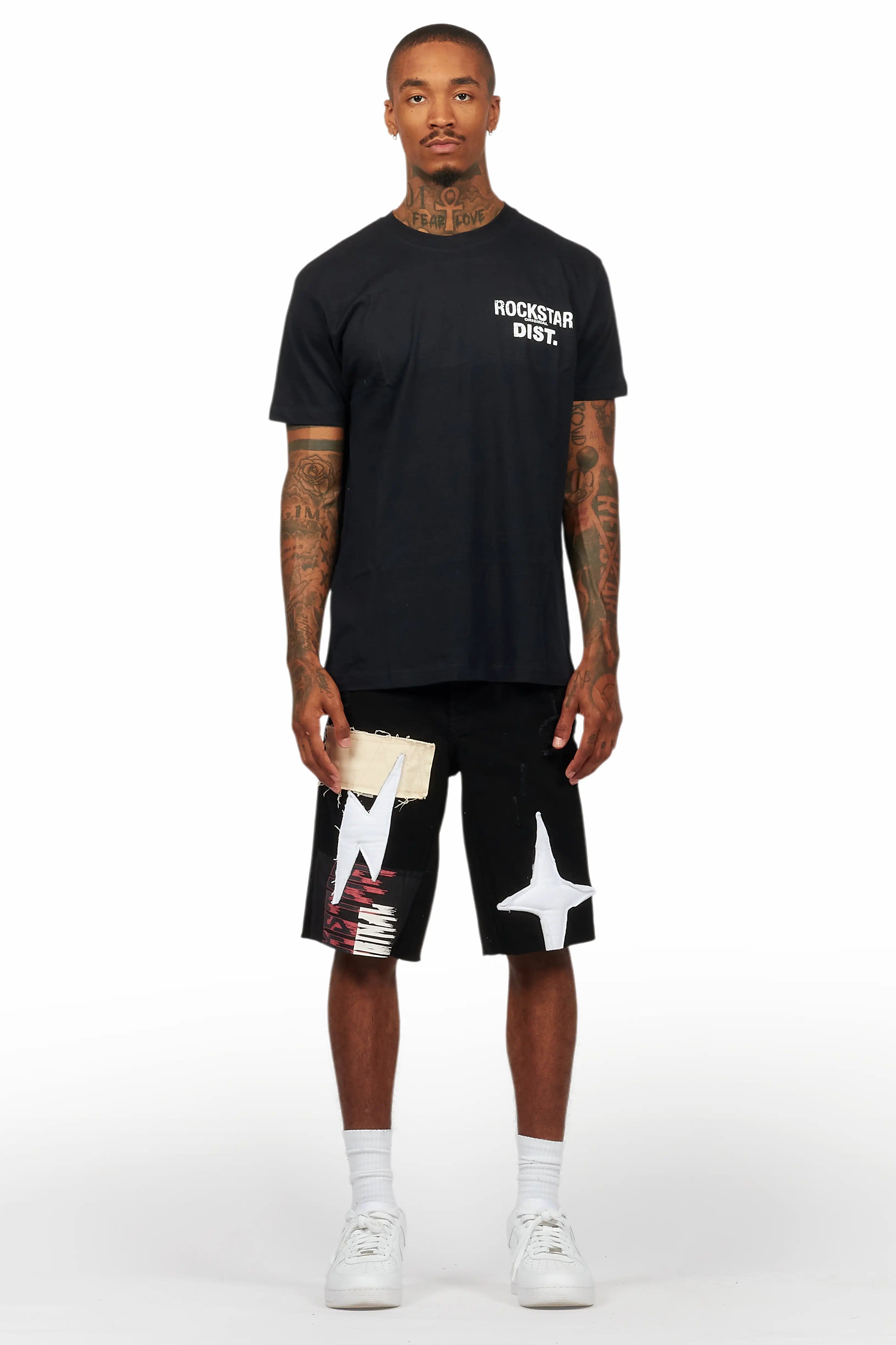 Carlin Black T-Shirt/Denim Short Set