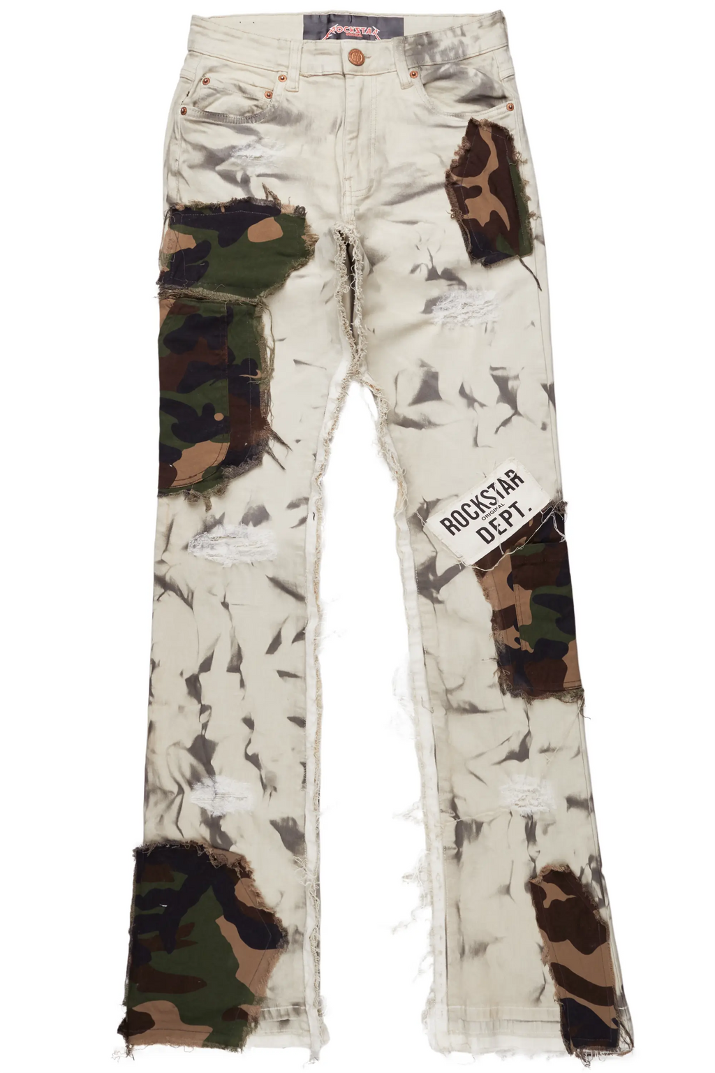 Chad Beige/Camo Patchwork Stacked Jean
