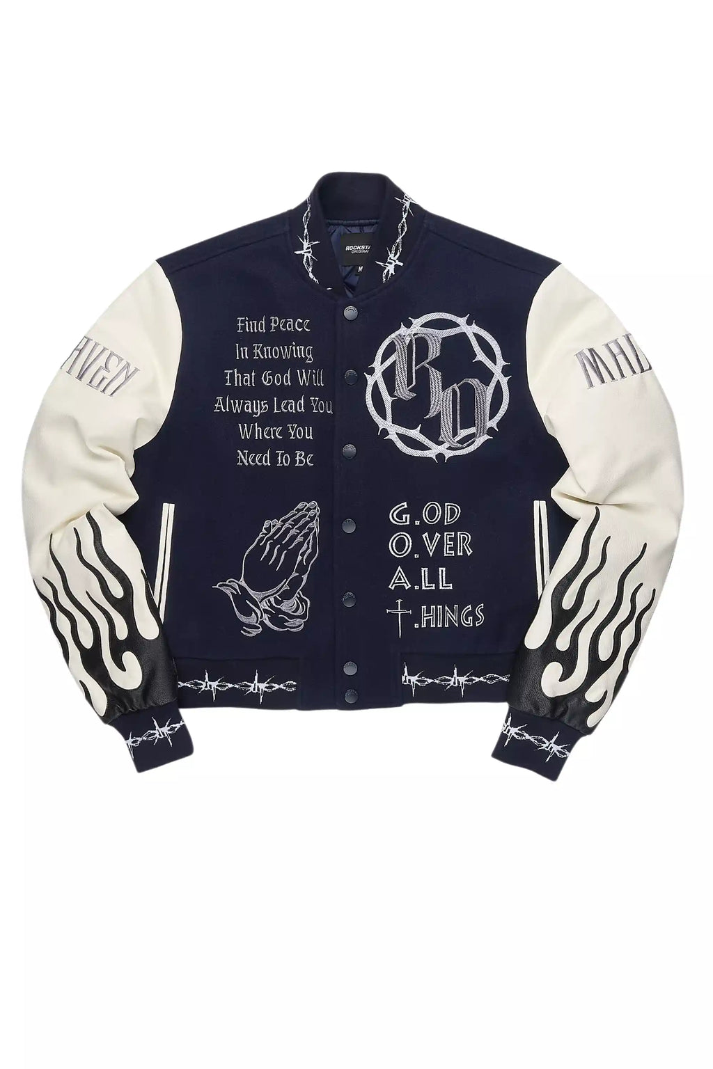 Yalanda Navy Oversized Varsity Jacket