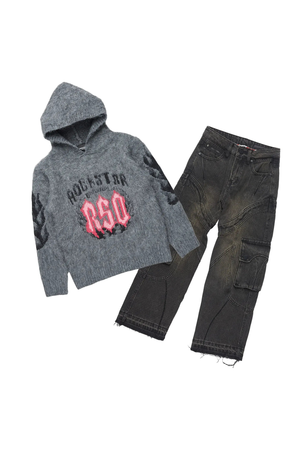 Boys Kanan Grey Mohair Hoodie/Baggy Jean Set