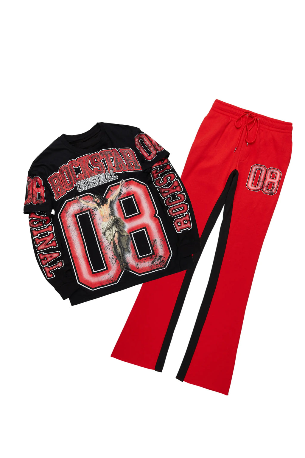 Fields Black/Red Double Layer T-Shirt/Baggy Pant Set