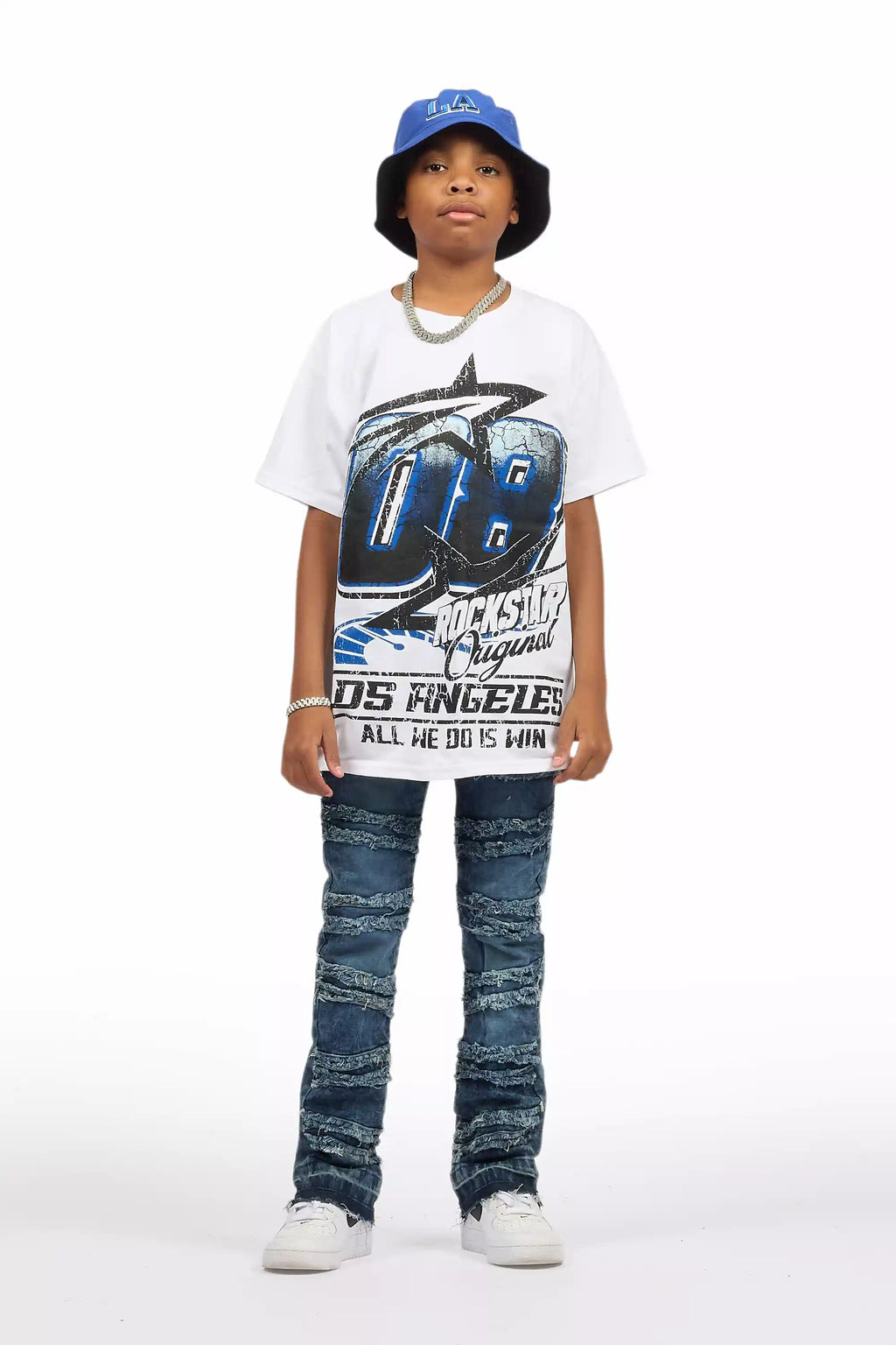 Boys Kastell White/Blue Graphic T-Shirt