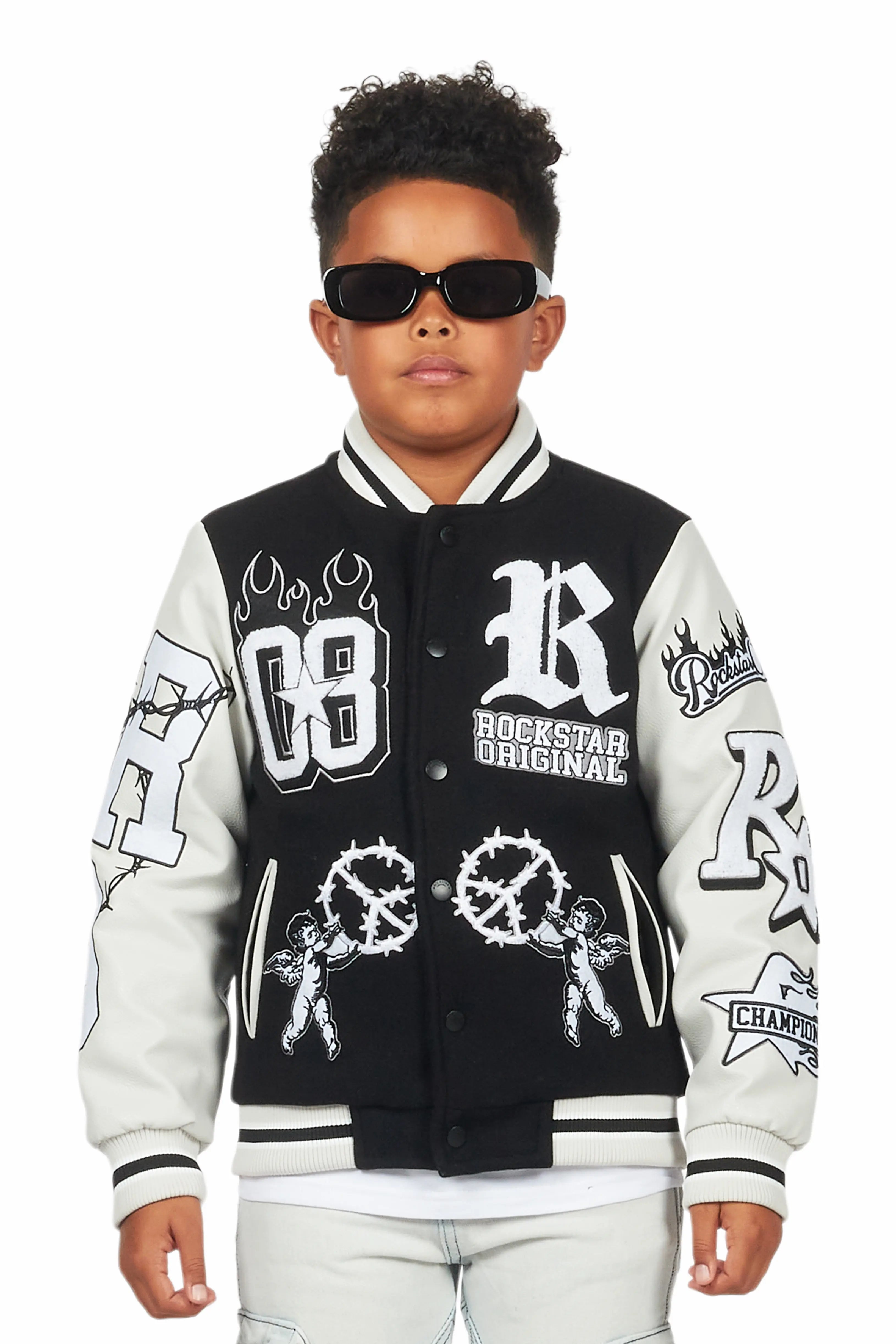 Boys Rune Black Varsity Jacket