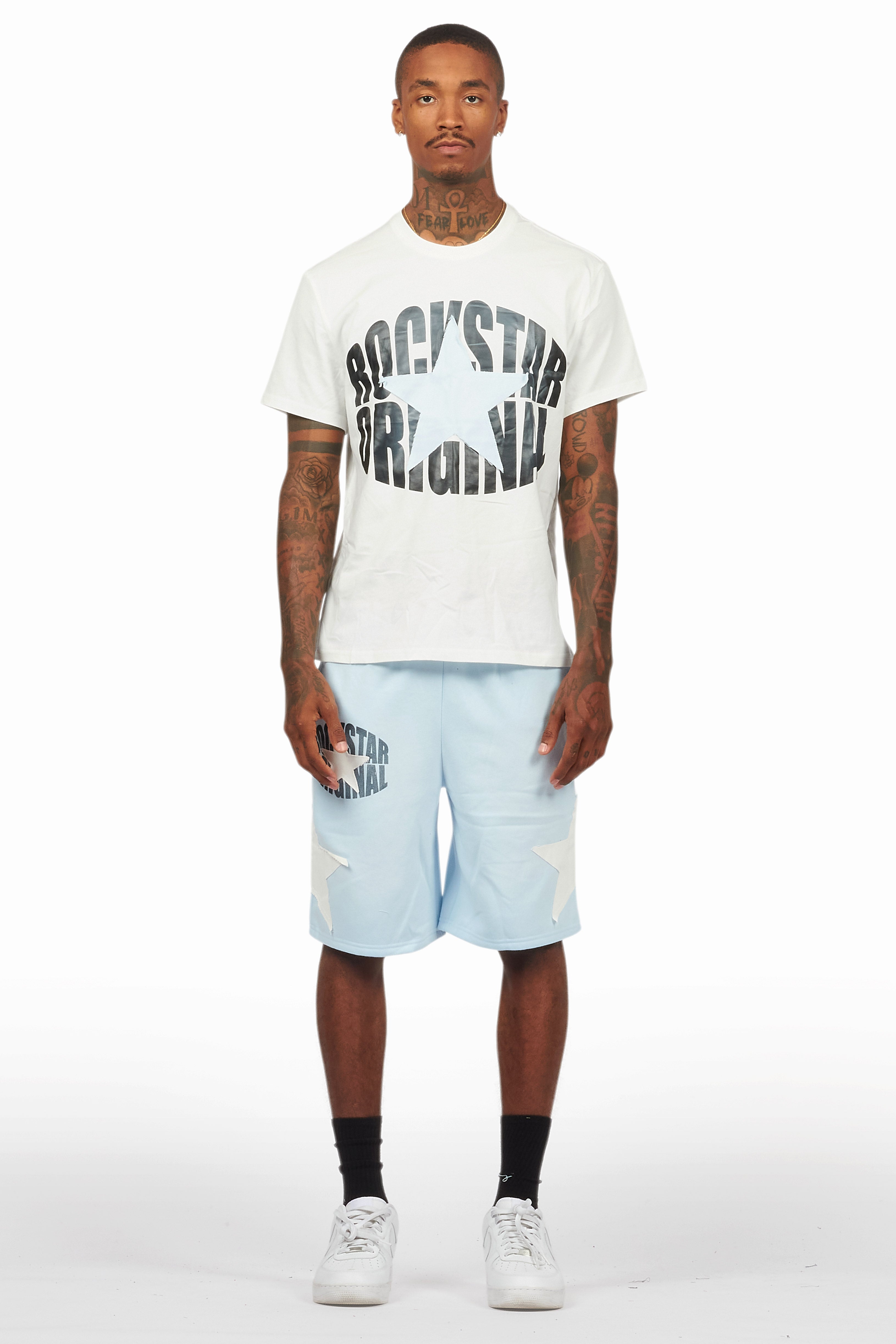 Sarge White/Blue T-Shirt/Short Set