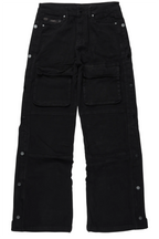 Yuri Black Stacked Cargo Flare Jean