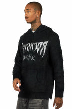 Andros Reflected Black Graphic Knitted Mohair Hoodie