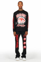 All Seeing Eyes Black/Red Long Sleeve T-Shirt/Baggy Pant Set