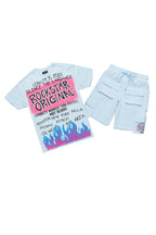 Beno Baby Blue T-Shirt Cargo Shorts Set