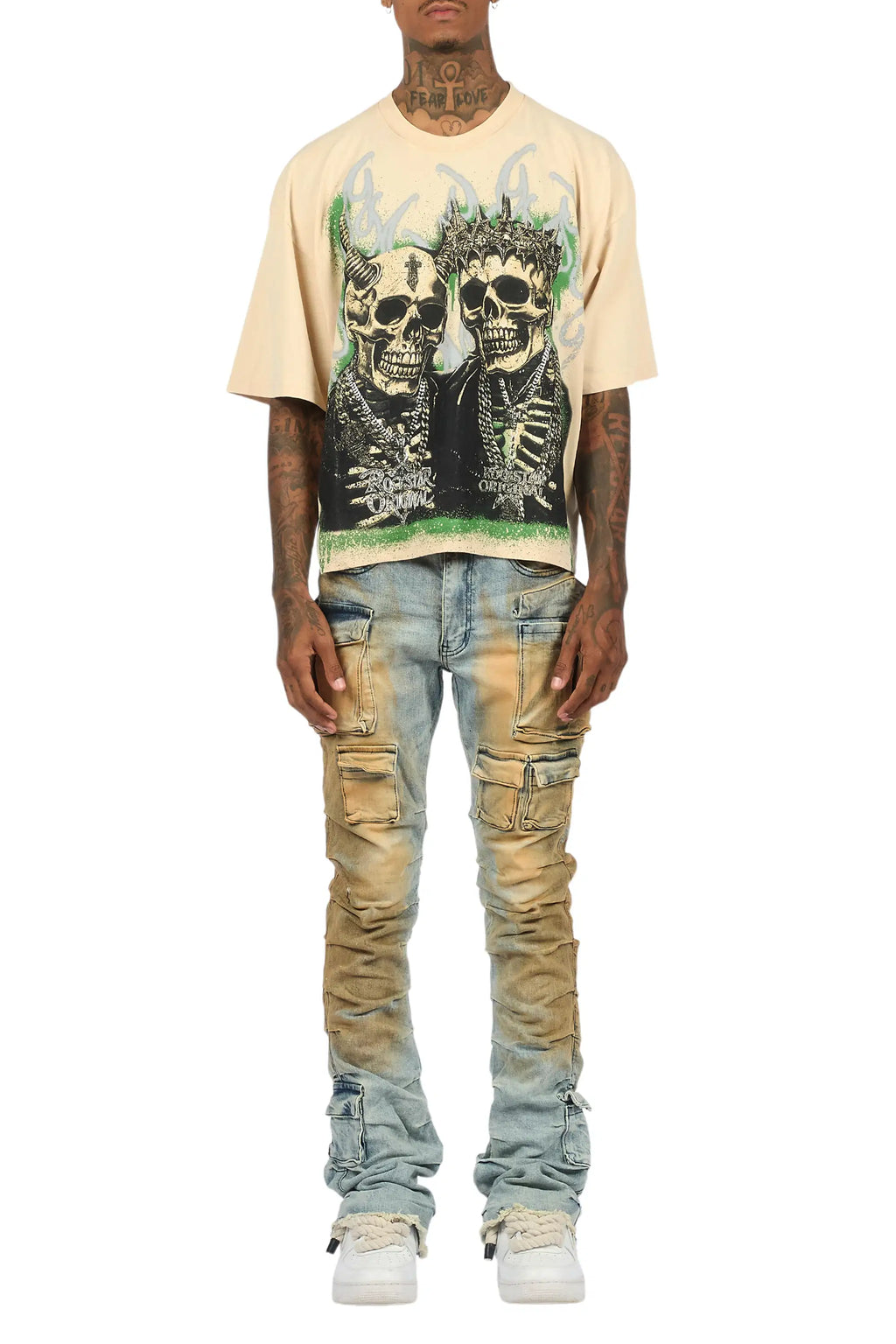 Gentry Dirty Blue Stacked Flare Jean