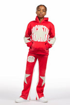 Boys States Red/Heather Grey Stacked Hoodie Track Set