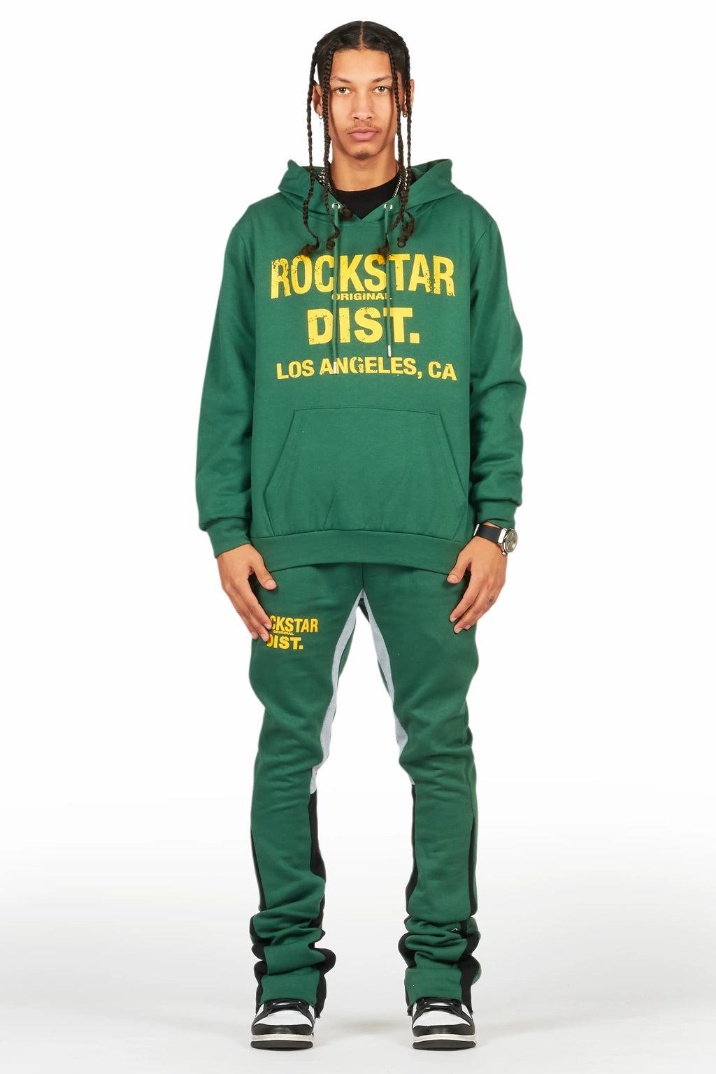Lake Green/Yellow Hoodie/Stacked Flare Track Pant Set