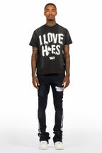 Banyan Black T-Shirt/Stacked Flare Track Set