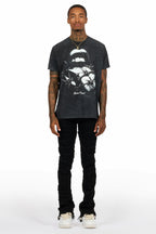 Schmear Vintage Black T-Shirt/Stacked Flare Jean Bundle