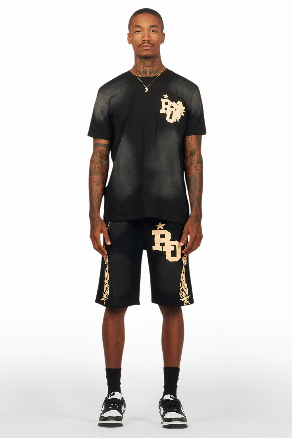 Plutix Black Graphic T-Shirt Short Set