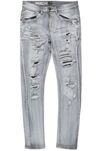Gaines Light Grey Ripped Slim Straight Jean