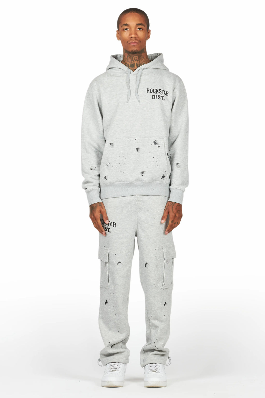 Raffer Heather Grey Hoodie/Cargo Sweat Pant Set