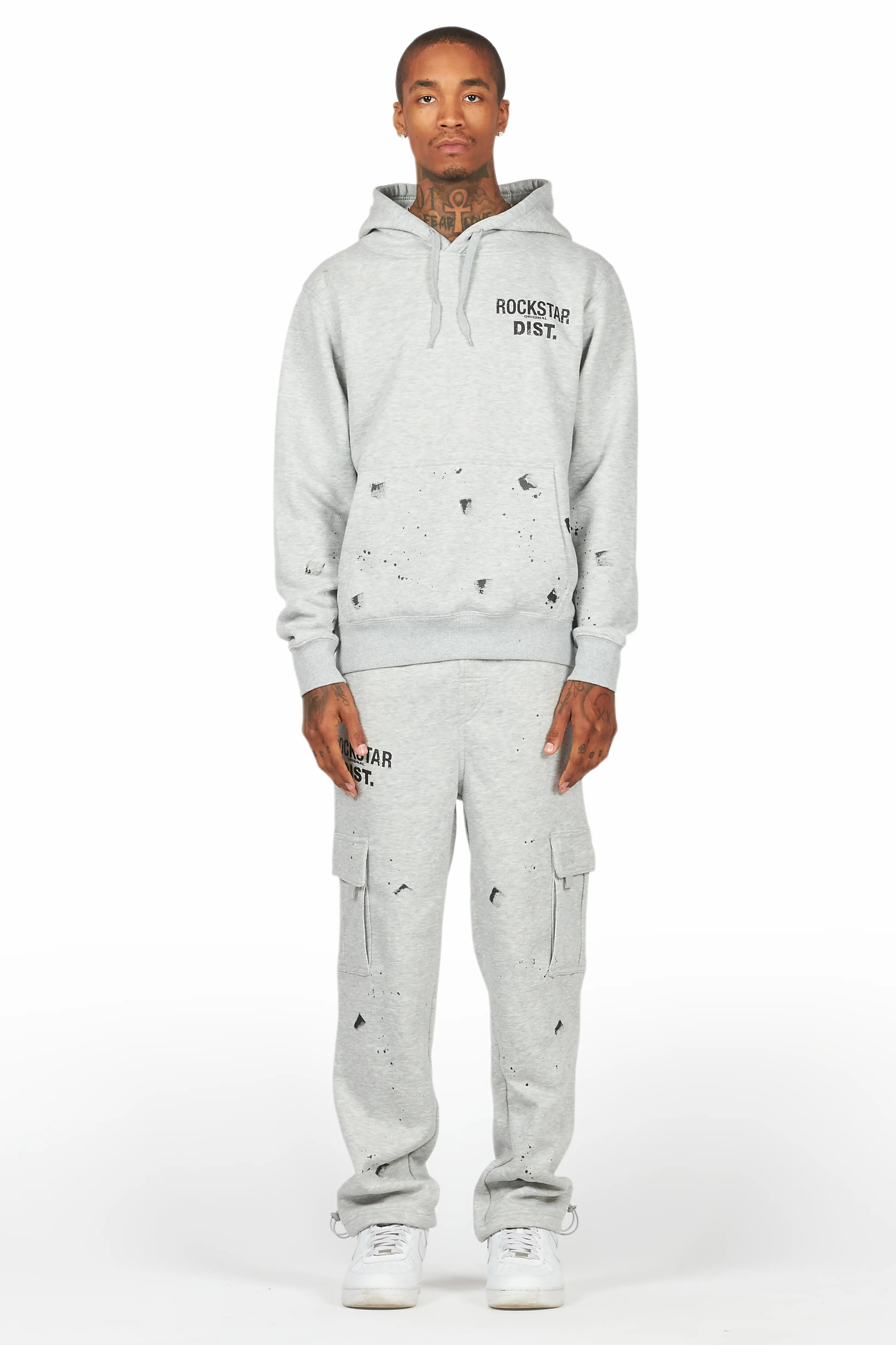 Raffer Heather Grey Hoodie/Cargo Sweat Pant Set