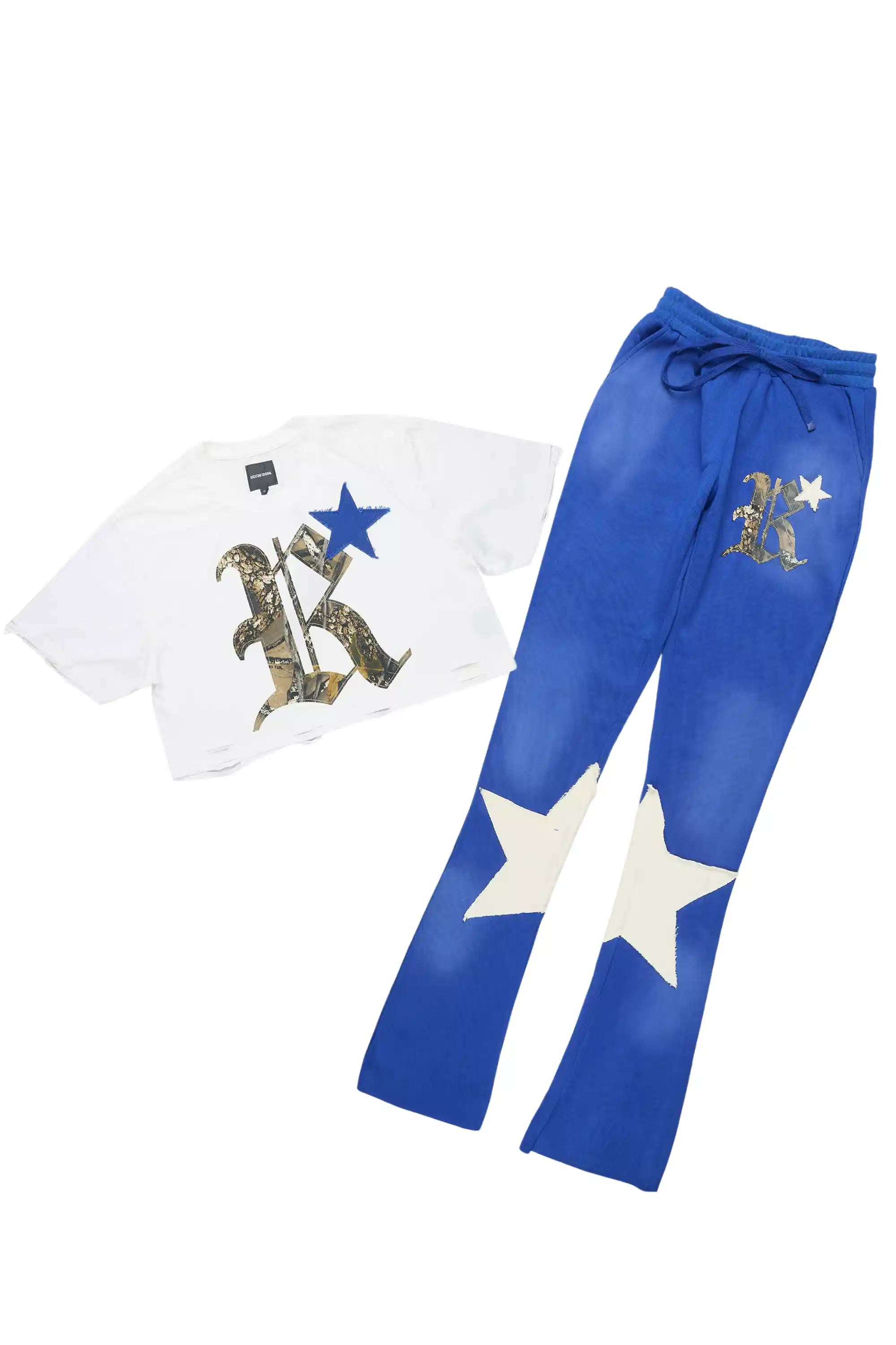 Delgera White/Royal Blue T-Shirt Trackset