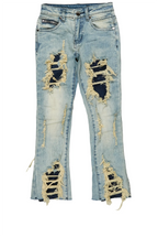 Girls Abbie Blue Stacked Flare Jean