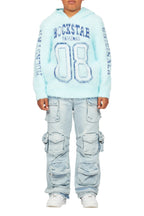 Boys Fields Blue Mohair Hoodie/Baggy Cargo Jean Set