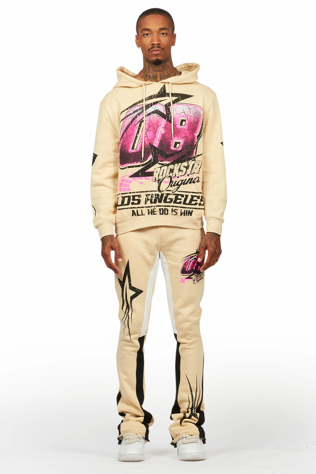 Kastell Beige Hoodie/Stack Flare Track Pant Set