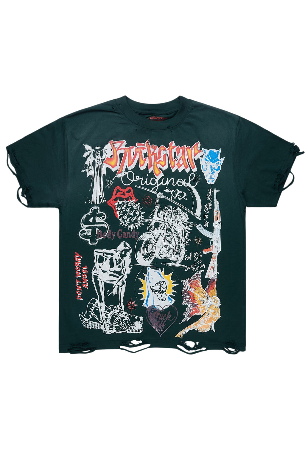 Shoota Dark Green/White Oversized Graphic T-Shirt