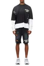 Darien Black Double Layer T-Shirt Short Set