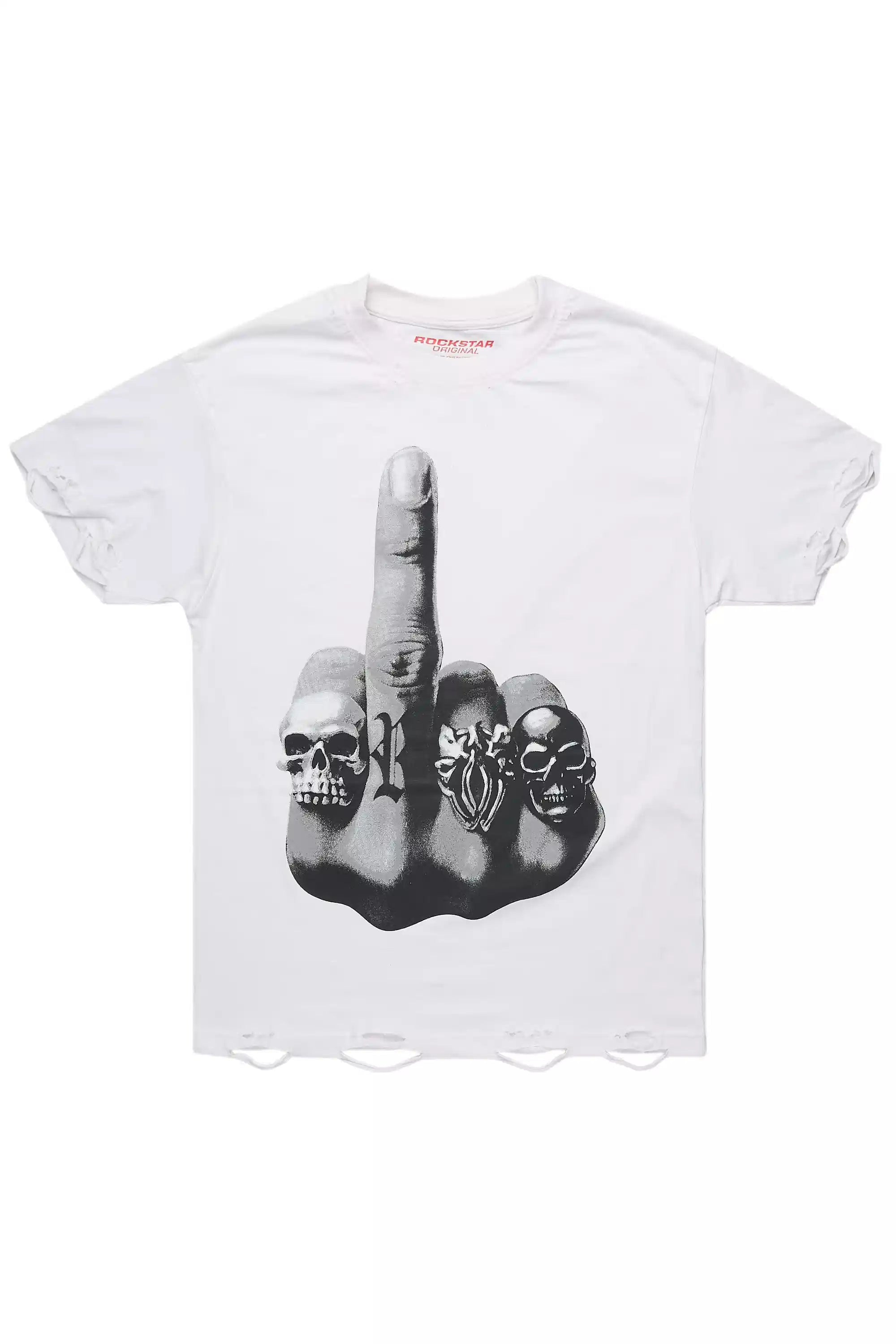 Ummar White Oversized Graphic T-Shirt