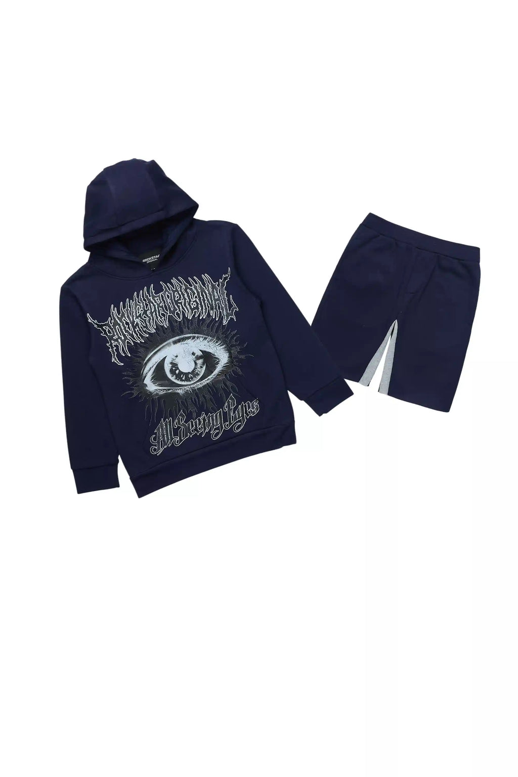 Boys All Seeing Eyes Navy Hoodie Short Set
