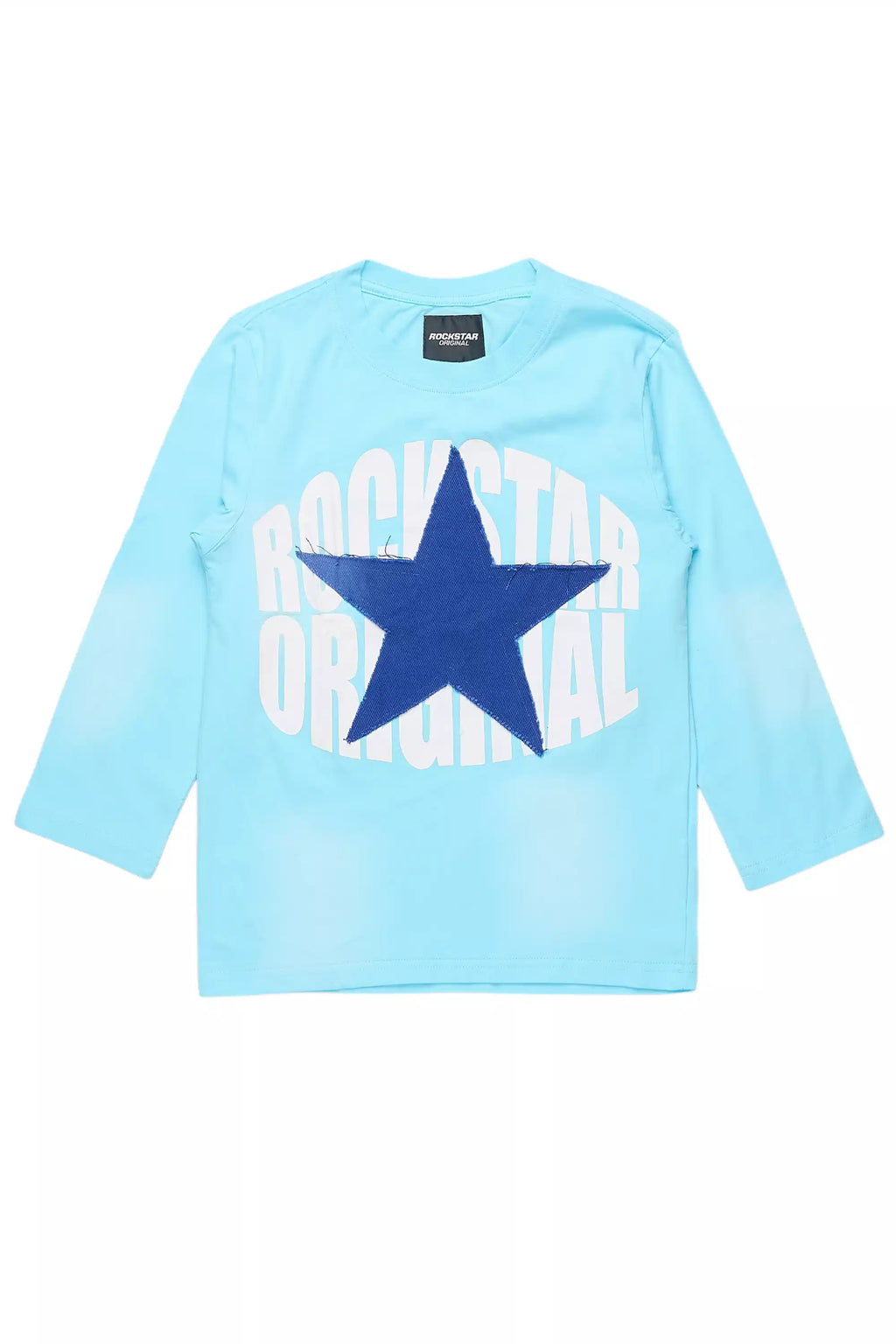 Boys State L/S Light Blue/Navy Graphic T-Shirt with Patch