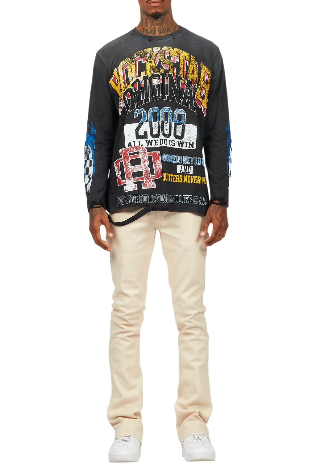 Dag Beige Stacked Flare Jean