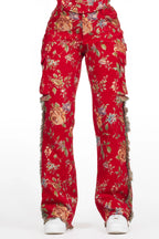Marionna Red Tapestry Stacked Pant