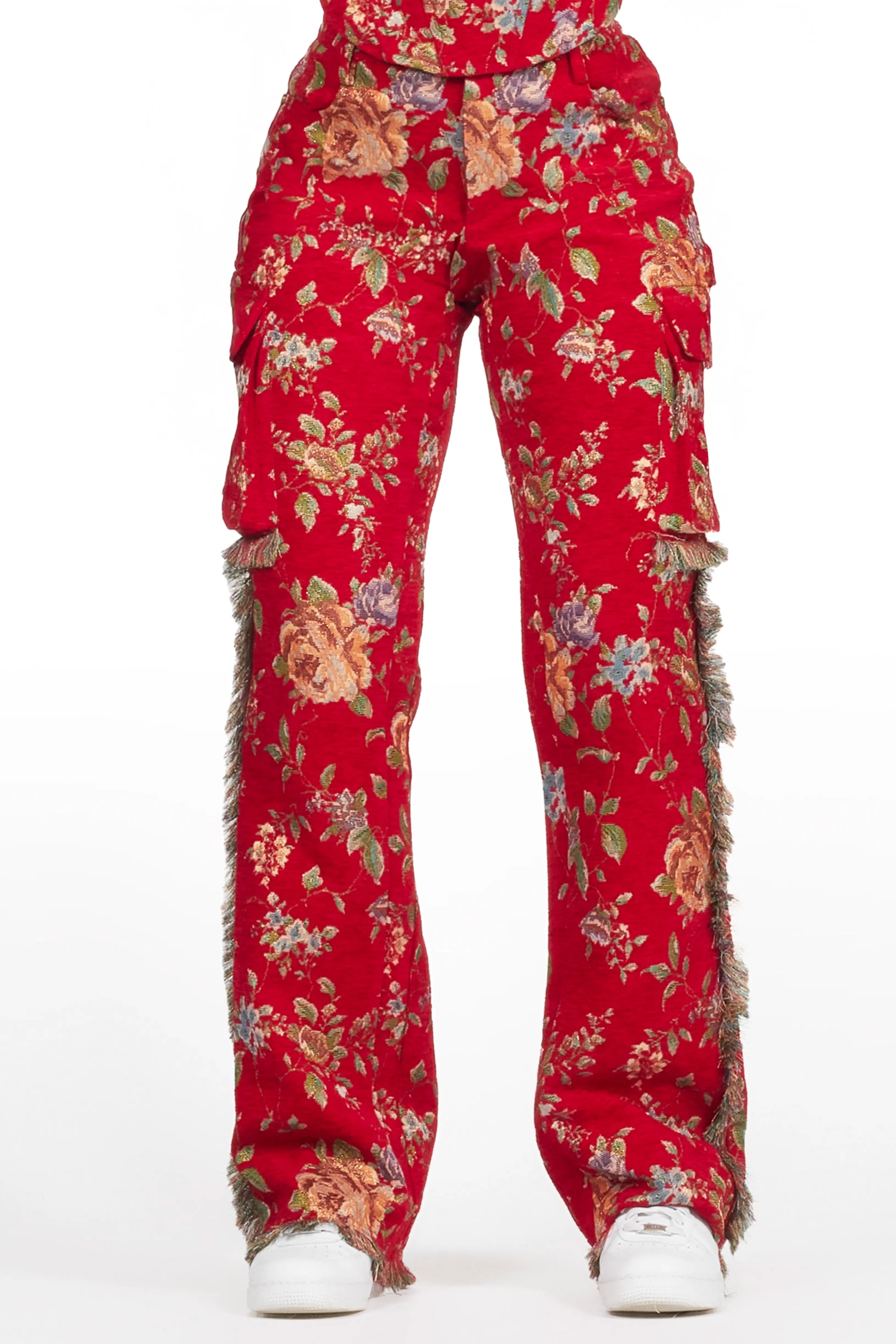 Marionna Red Tapestry Stacked Pant