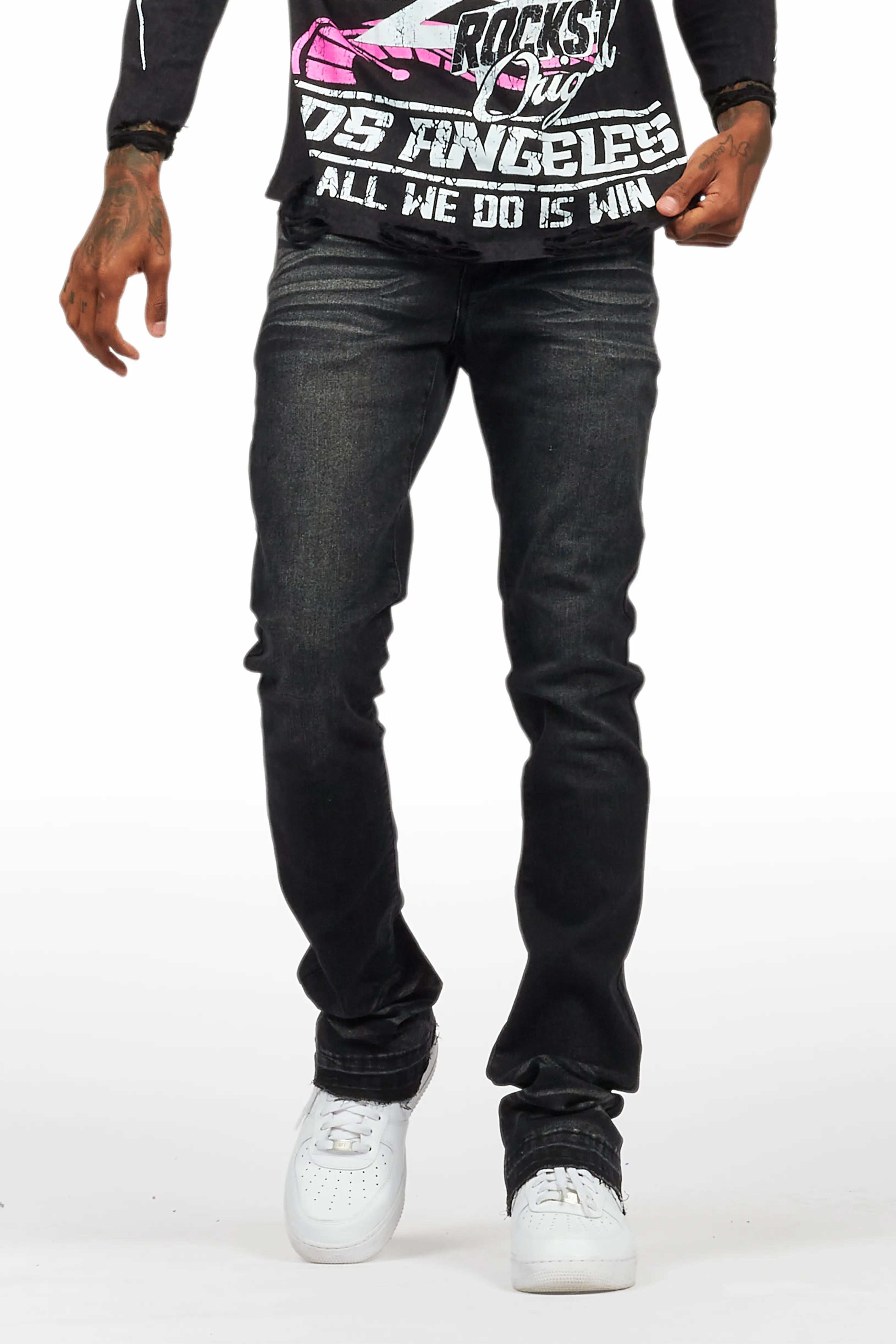 Dag Dark Grey Stacked Flare Jean